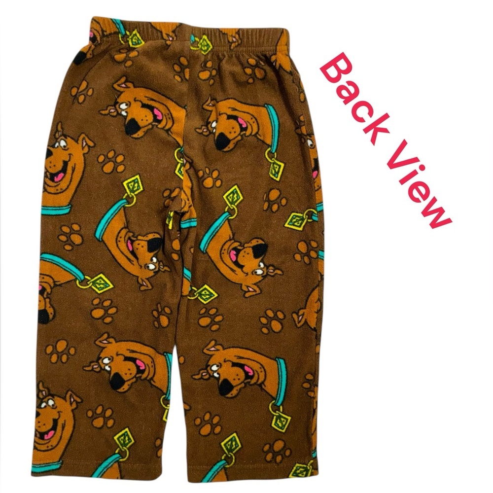Scooby-Doo Fleece Pajama Pant Brown Multicolor Cartoon Print Unisex Toddler 4T - Picture 2 of 12
